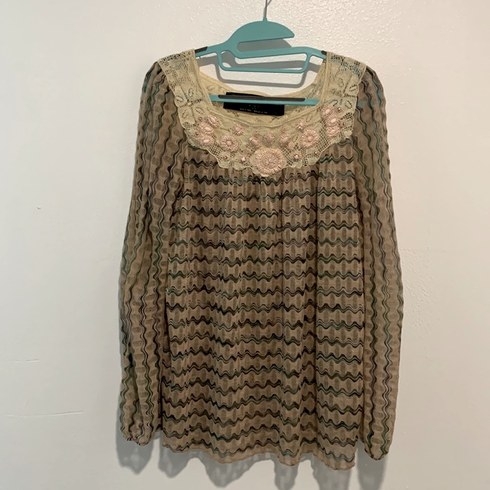 Free People beaded sheer top S